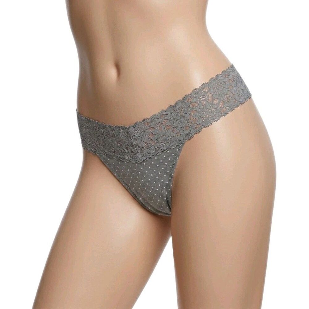 3-pack Maidenform Dream Lace Thong Panty 40156 Grey Polka Dot Women's Size S/M
